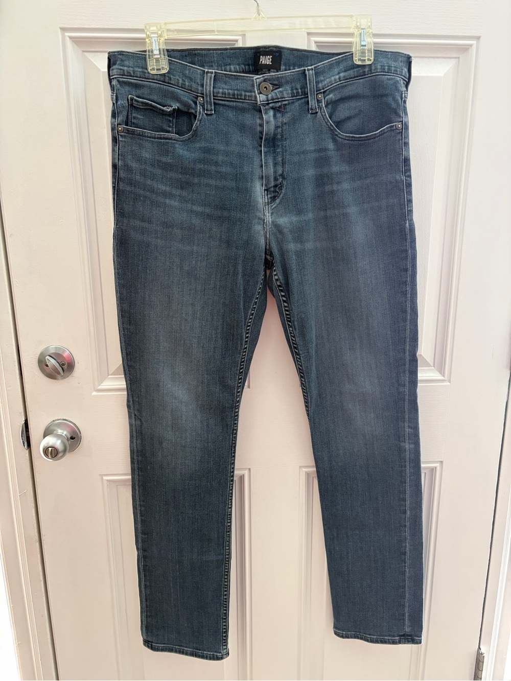 PAIGE Men’s Medium Wash Blue Slim Straight Jeans